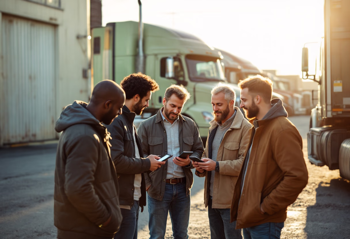 [team collaboration at a trucking company]