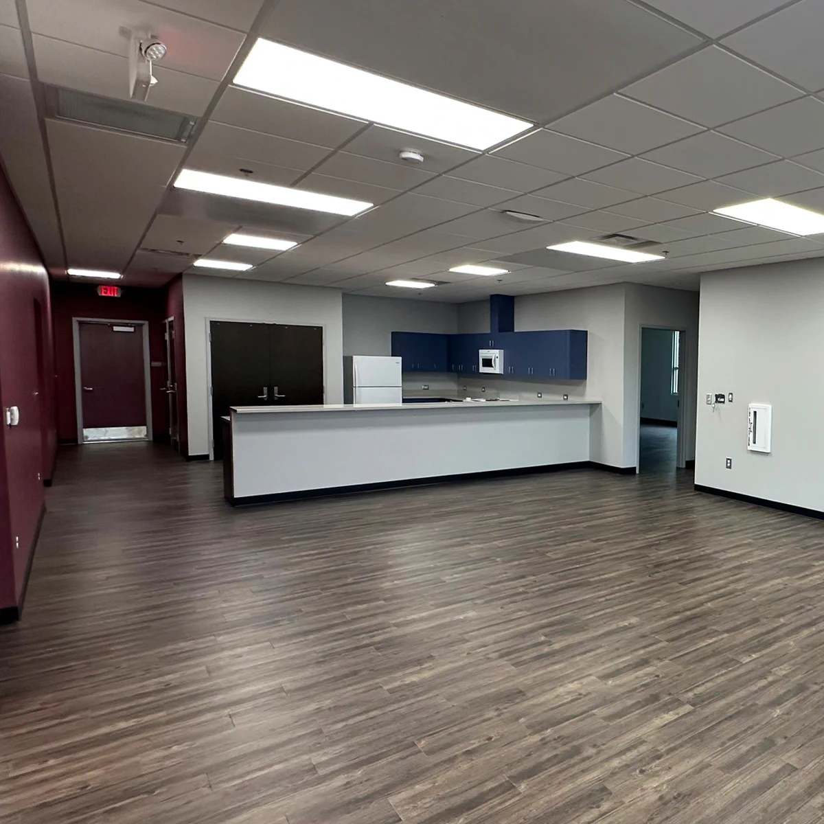 Renovated common area and kitchen counter at Socastee Fire Station 1 in South Carolina.