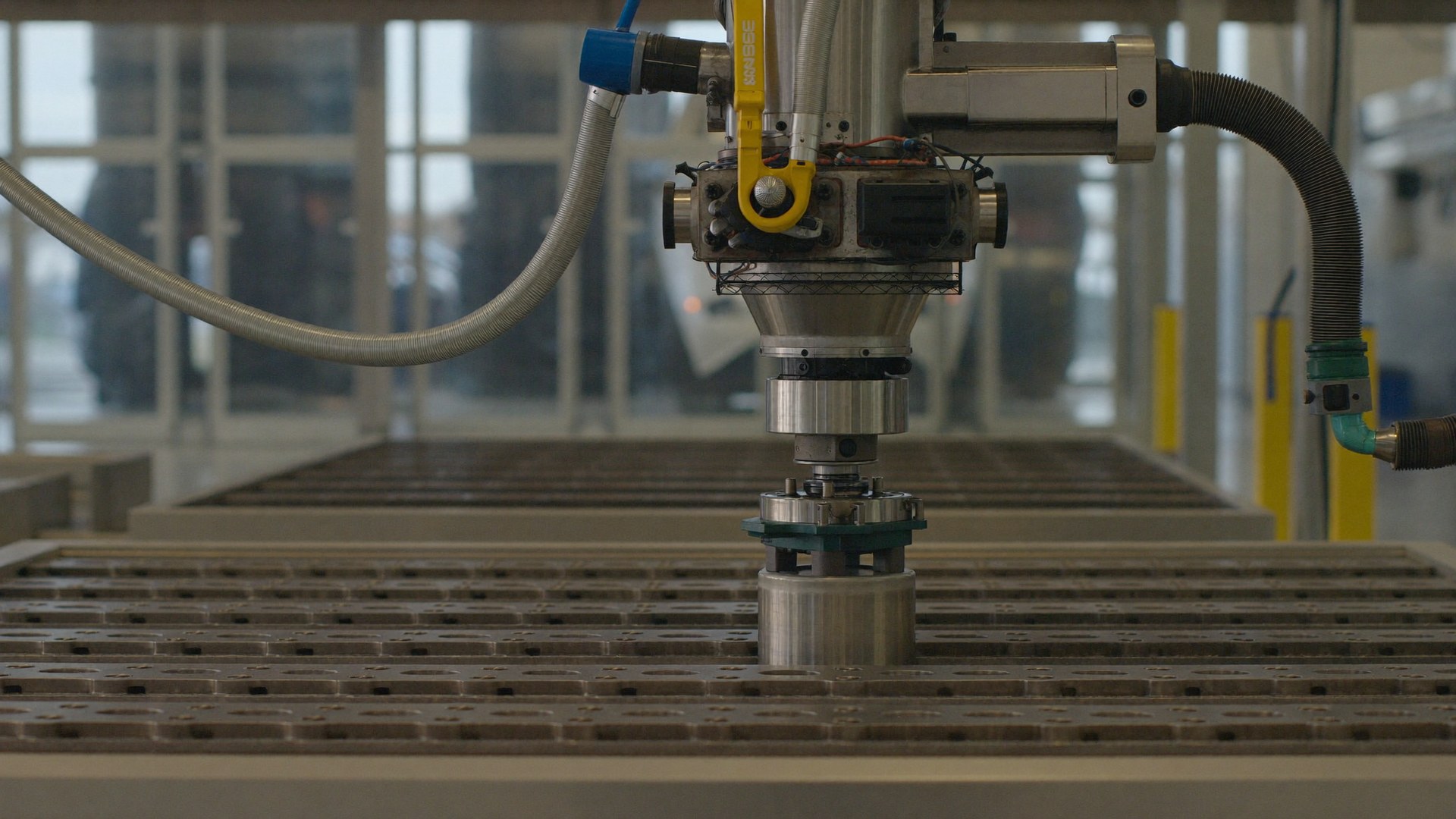 High-pressure die casting machine in a clean automotive factory
