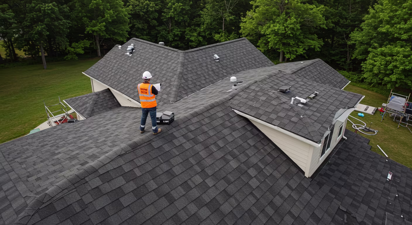 Man inspecting roof