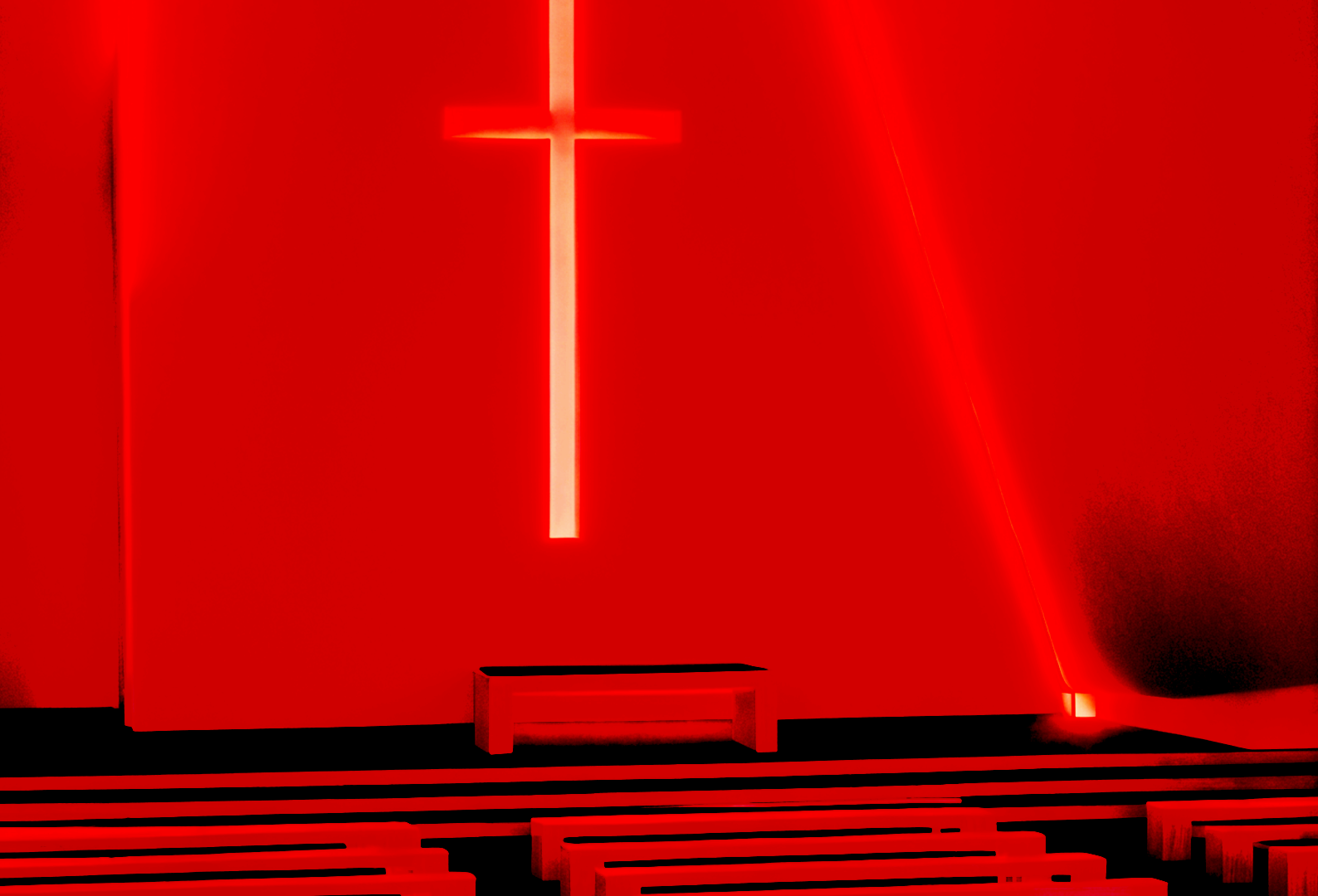 Interior of a church in the game Blood Moon Redemption, featuring a dystopian, war-torn atmosphere.