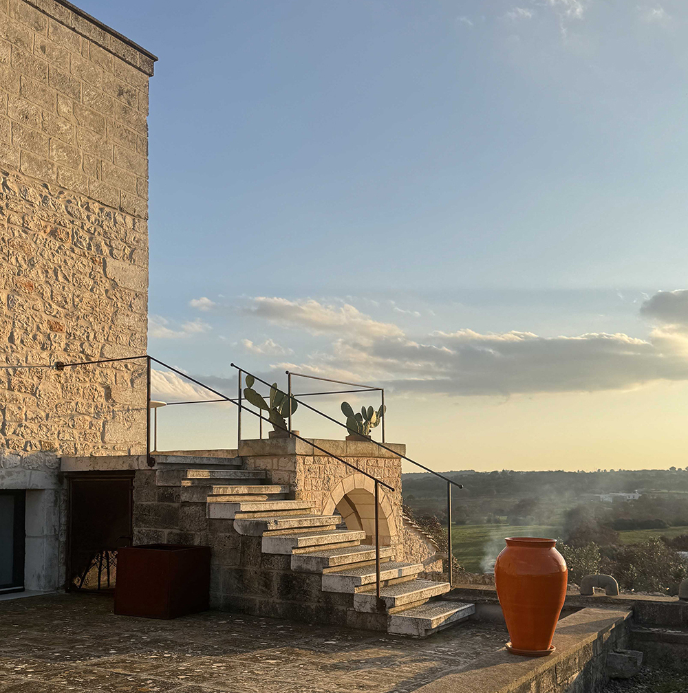 Historic masseria terrace in Puglia, Italy, for a destination wedding celebration