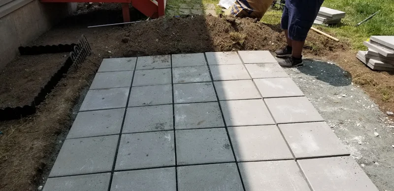 Alley/patio project completed by Diamond Landscape & Design.