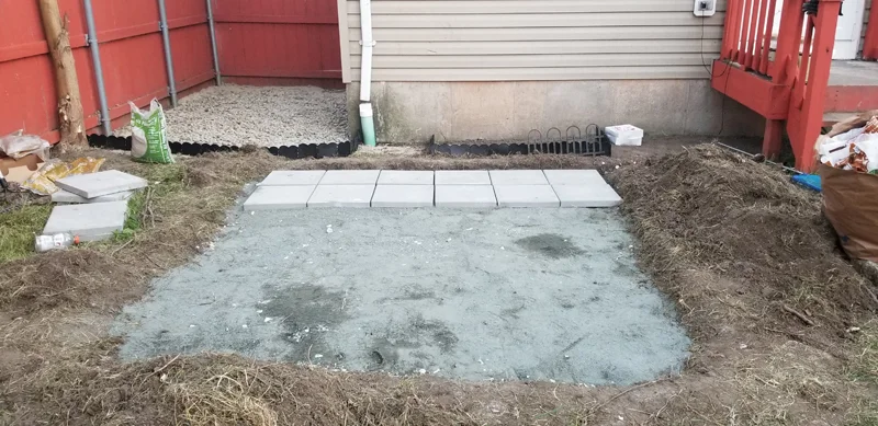 Alley/patio project completed by Diamond Landscape & Design.
