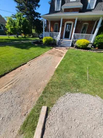 Brick path installation project completed by Diamond Landscape & Design.