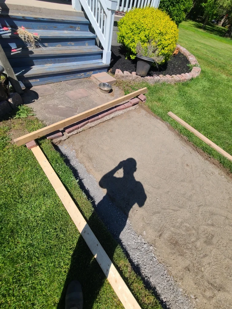 Brick path installation project completed by Diamond Landscape & Design.