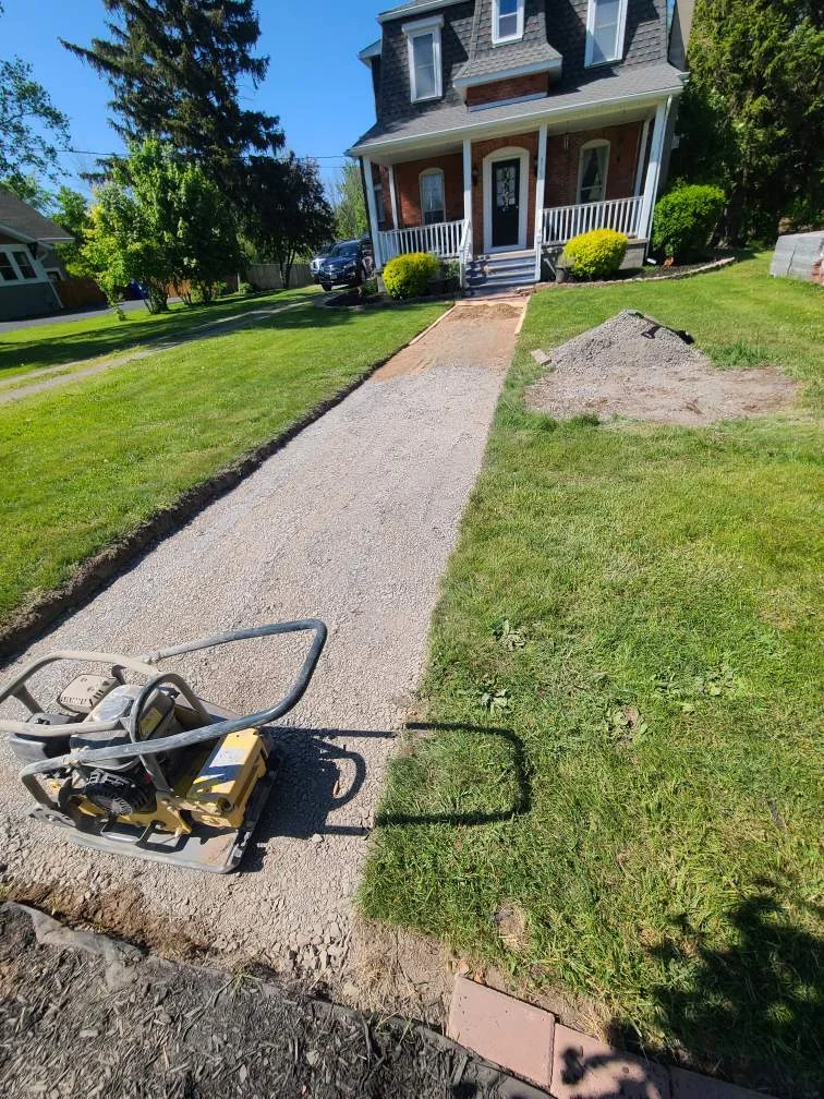 Brick path installation project completed by Diamond Landscape & Design.