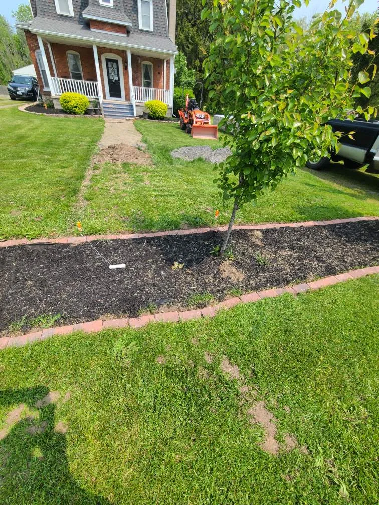 Brick path installation project completed by Diamond Landscape & Design.