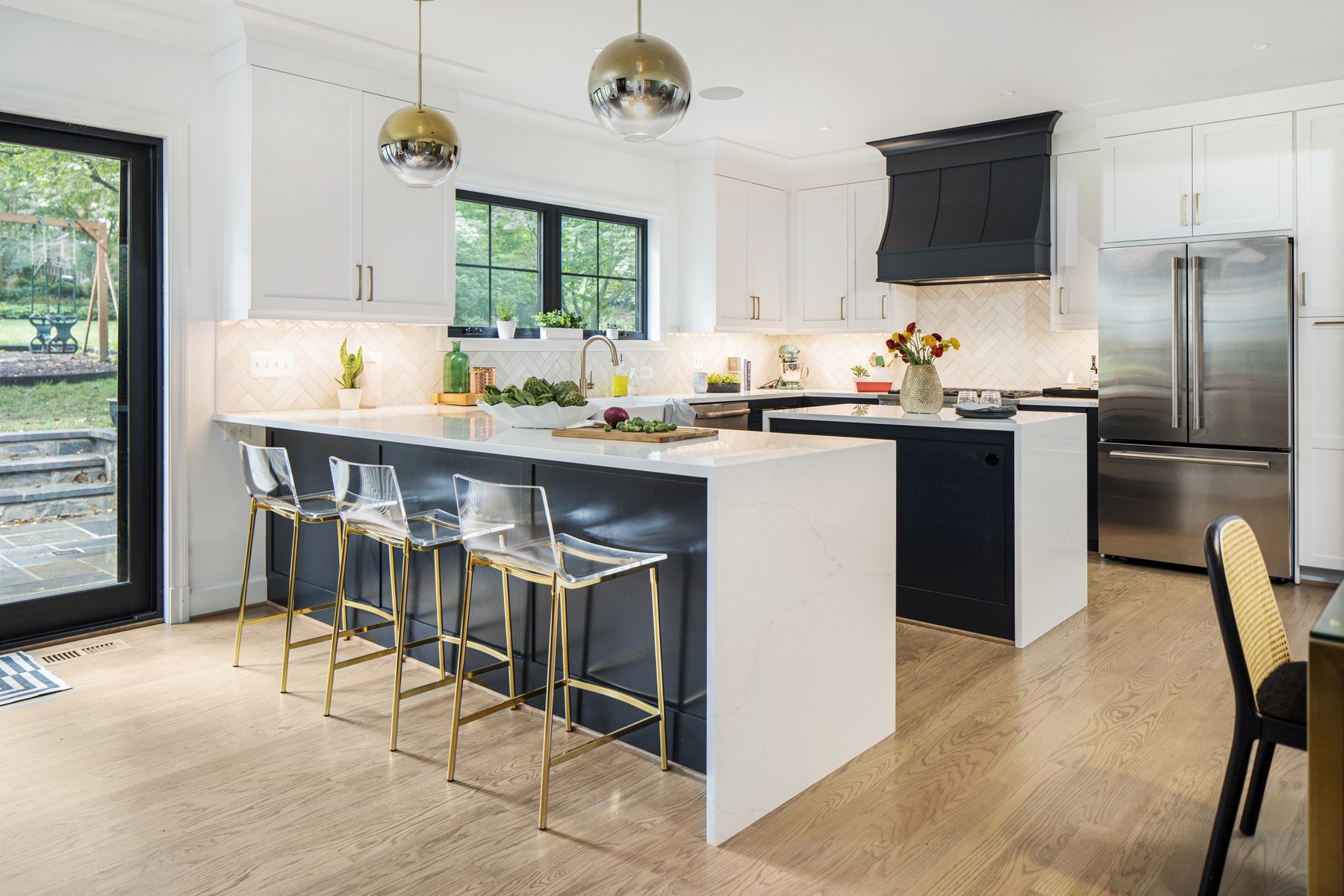 Second view of Upper Chevy Chase DC kitchen showing dining area and natural lighting