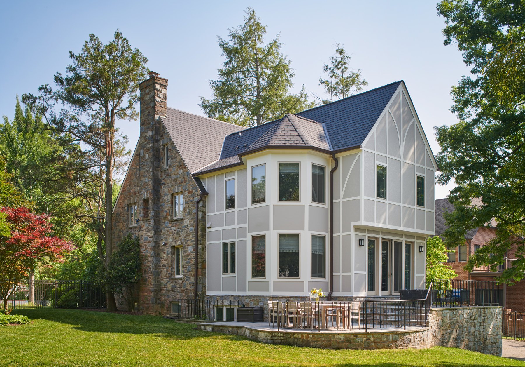 Colonial Village home addition exterior view showcasing seamless architectural integration