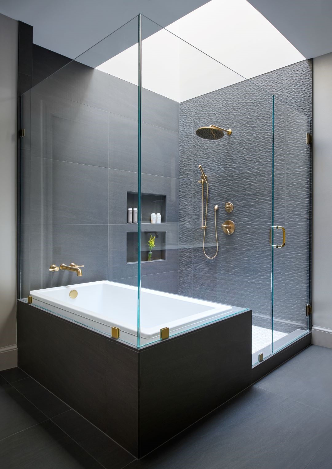 Woodley Place bathroom with freestanding tub and sophisticated design elements