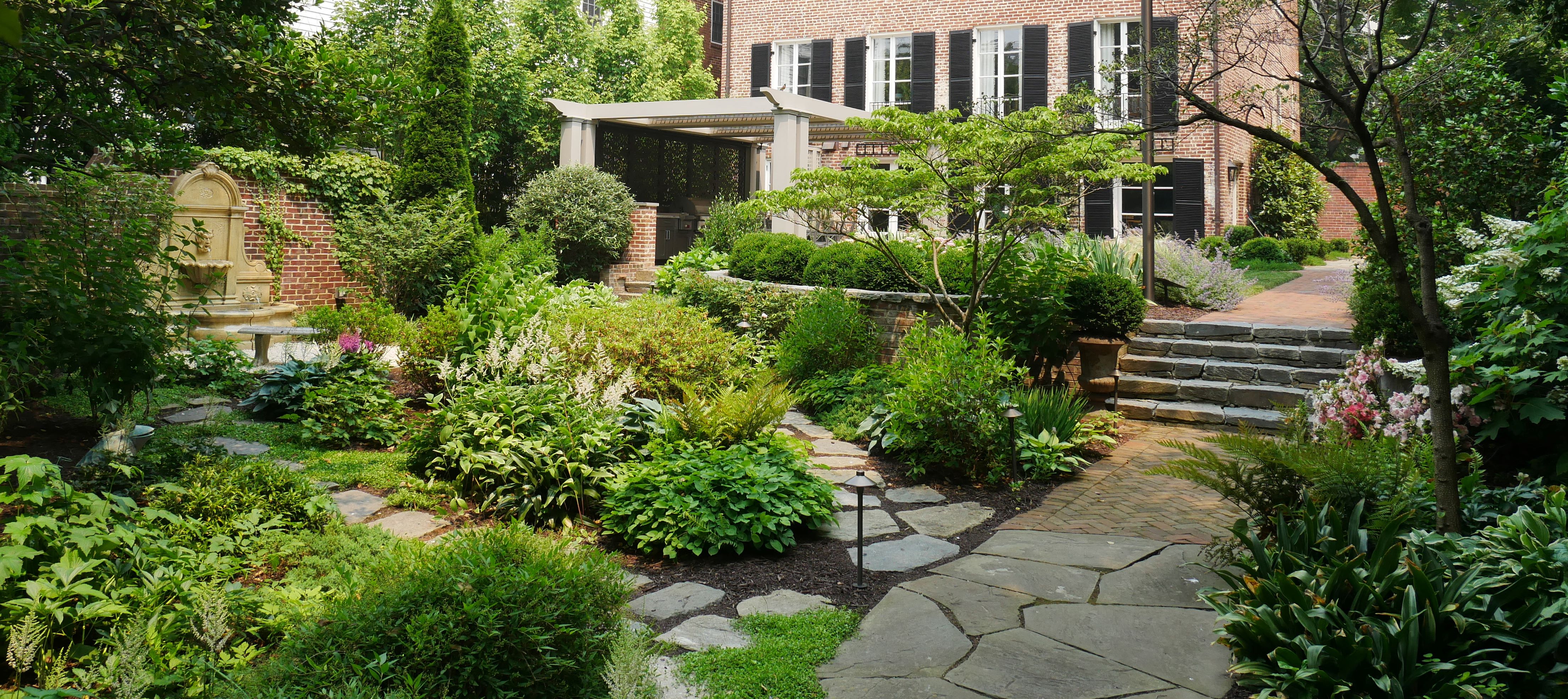 Georgetown garden featuring elegant landscape design and outdoor living elements