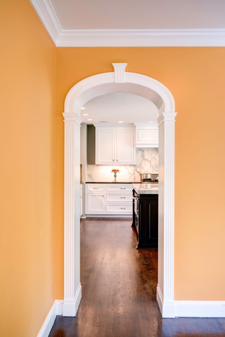 Wider perspective of kitchen and dining space showing relationship to Colony Hill park views