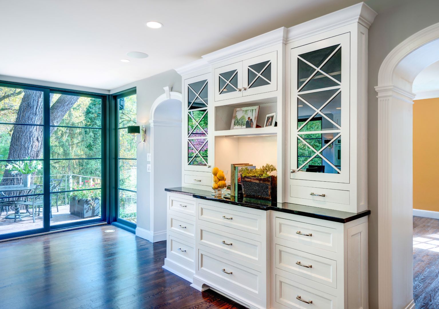 Elegant cabinetry detail showing craftsmanship and storage solutions