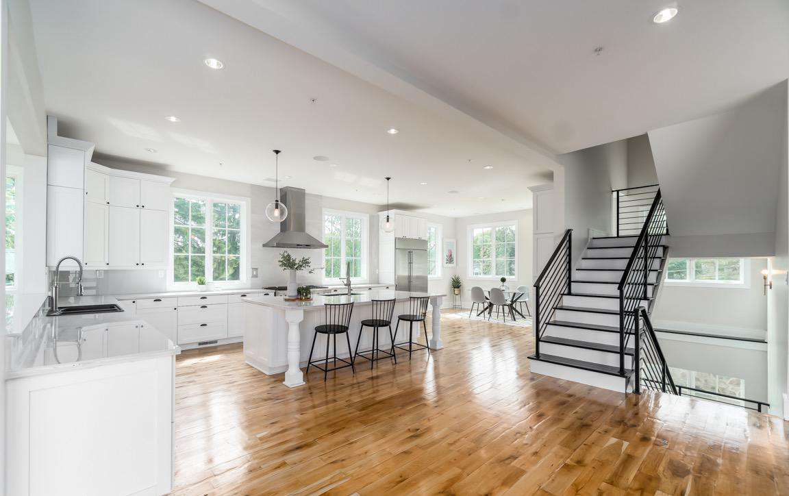 Kitchen from alternate angle highlighting cabinetry design and careful space planning