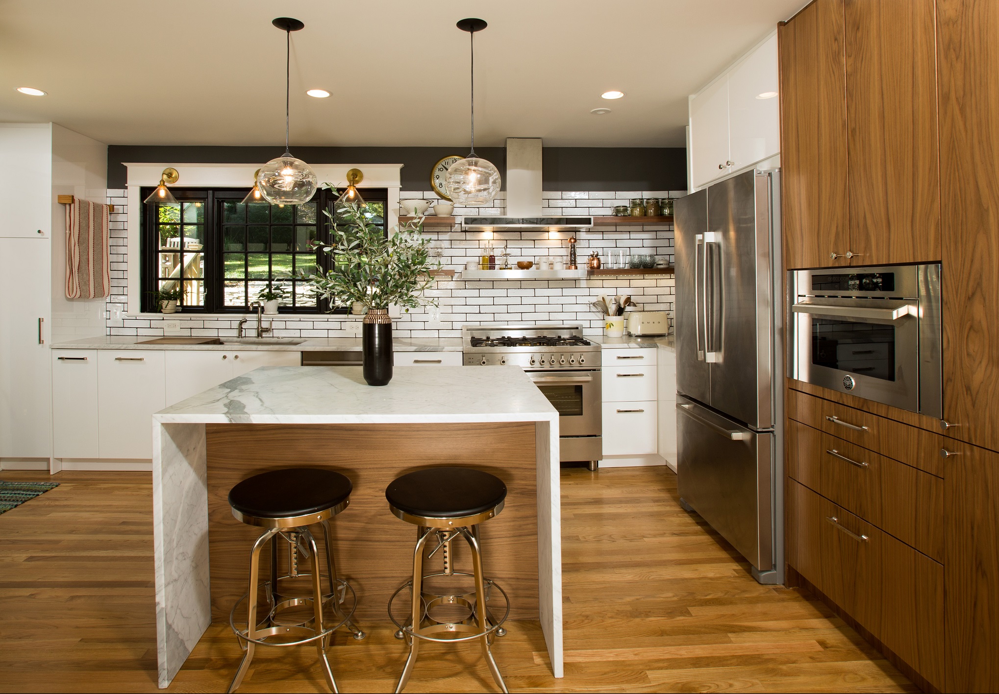 Thoughtfully expanded kitchen in historic Takoma Park home featuring blend of modern functionality and traditional elements approved by Historic Review Board