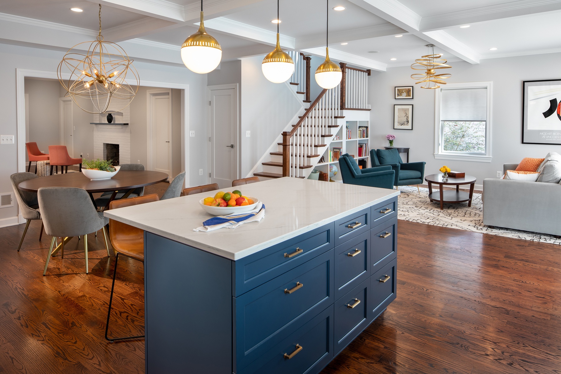 Modern kitchen with sleek cabinetry, premium appliances, and thoughtful design as part of first-floor reconfiguration