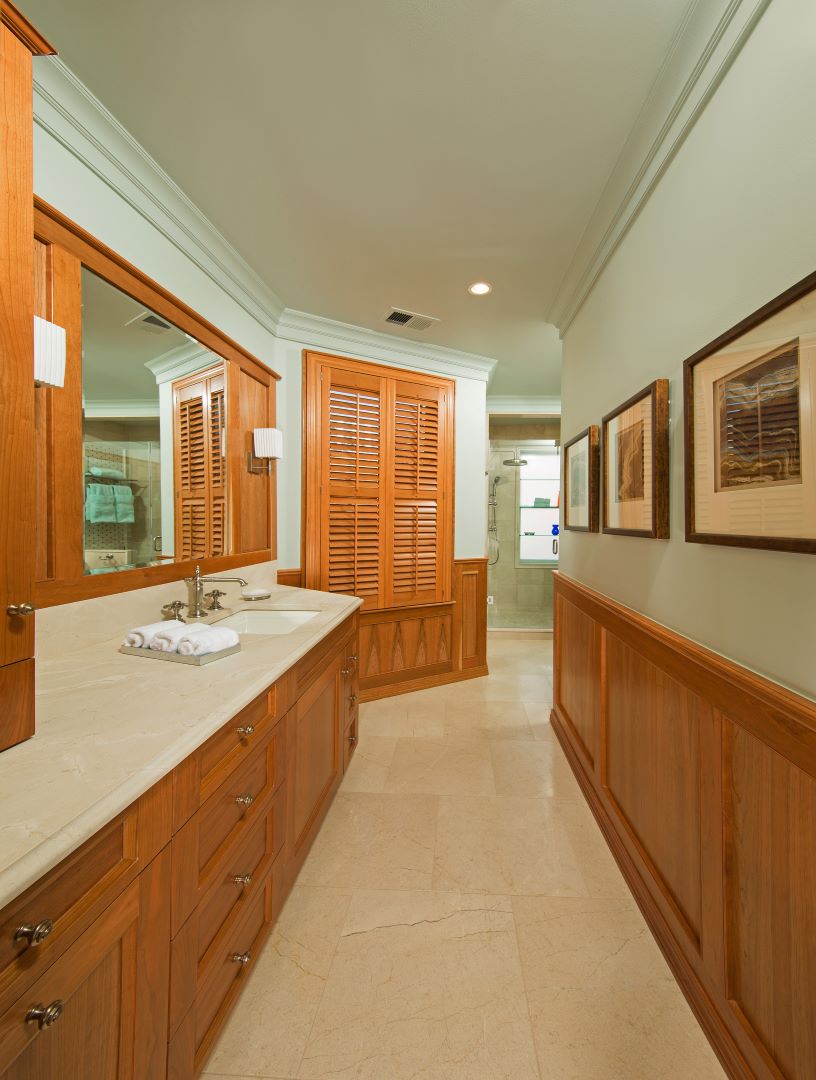 Master bathroom featuring elegant fixtures, premium materials, and thoughtful design details in historic rowhouse renovation