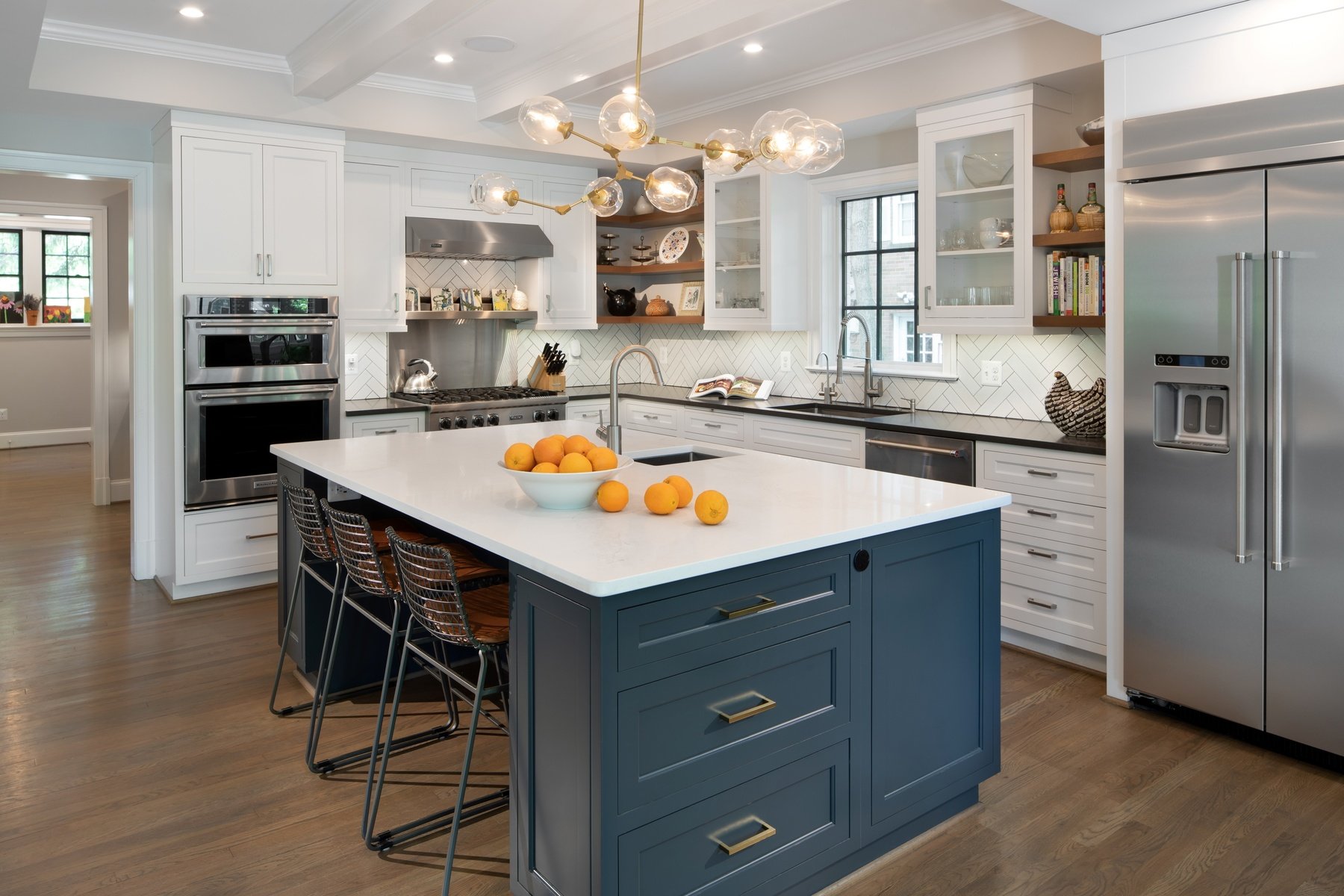 View of expanded kitchen showcasing modern amenities while preserving home's original 1937 colonial character