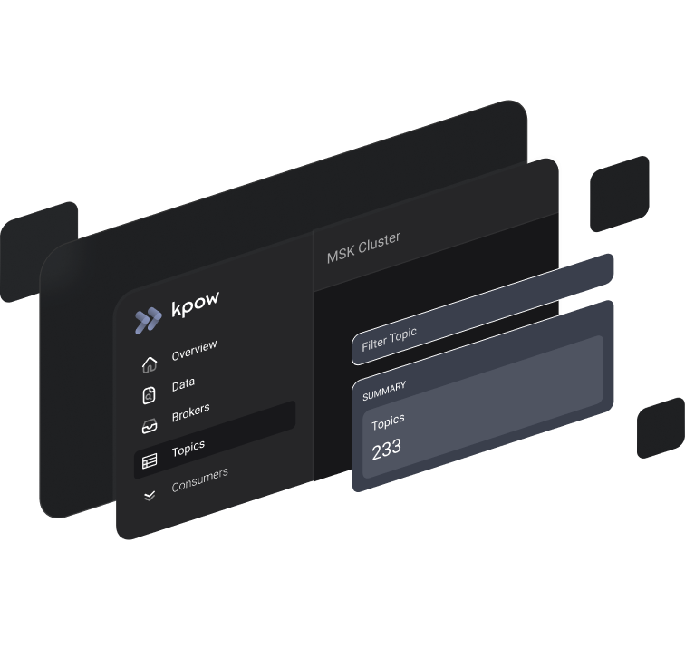 System architecture diagram showing interconnected components with gray squares, blue processing nodes, and workflow connections on black background
