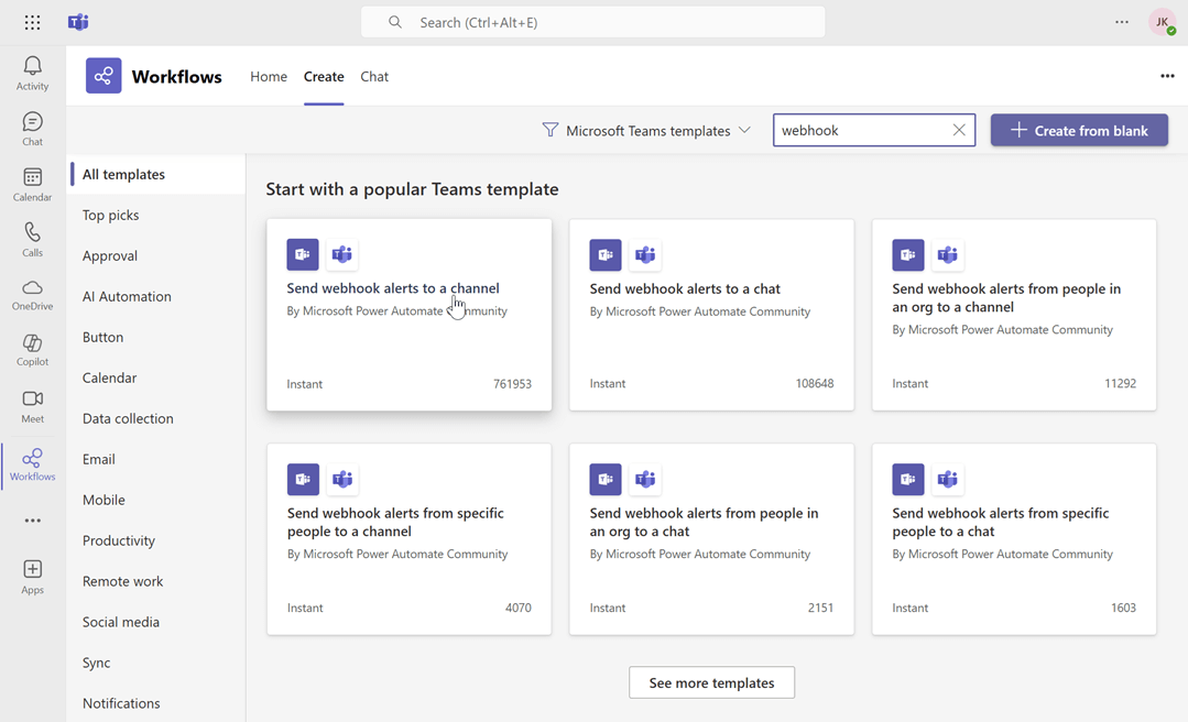 Search Webhook Template