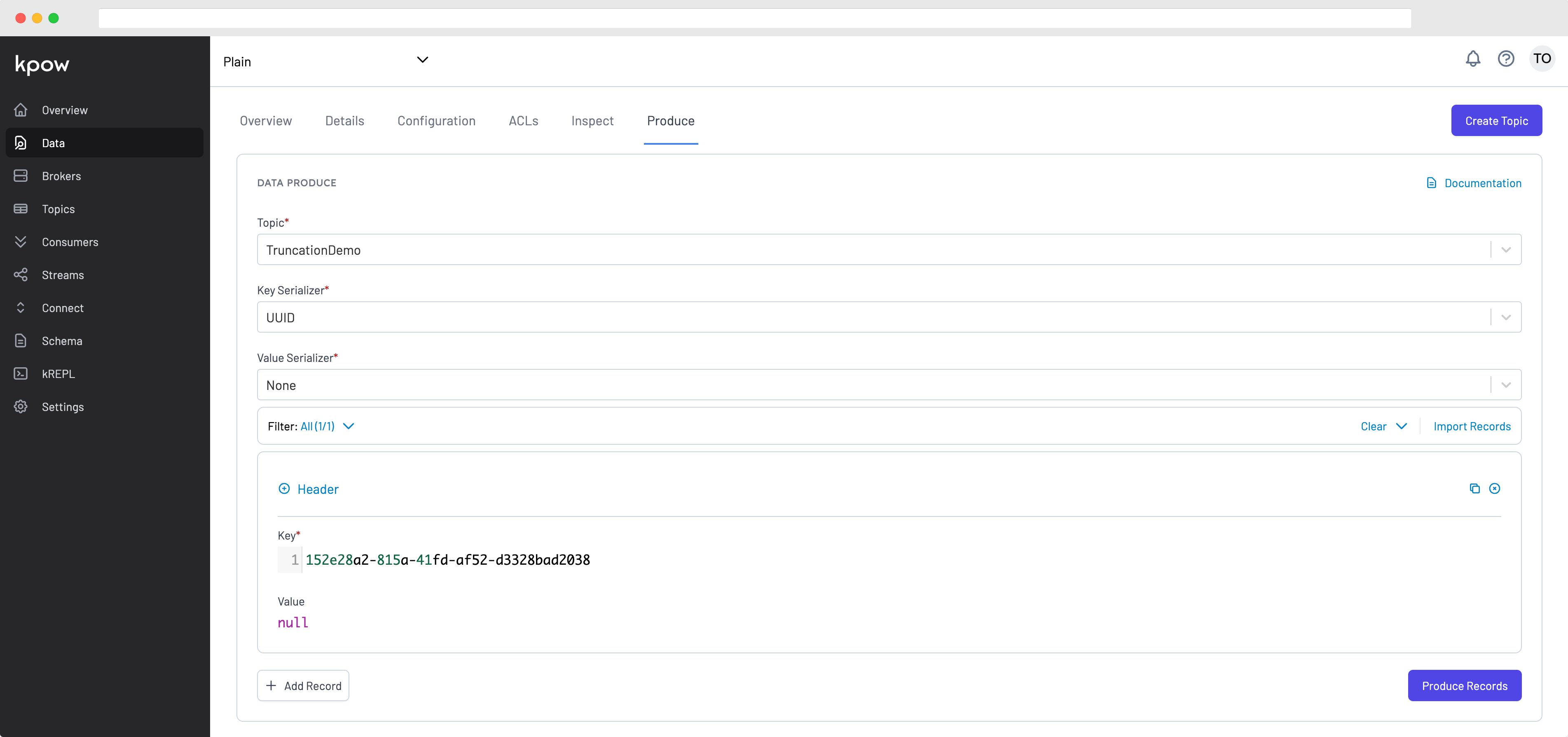 Topic Produce Tombstone