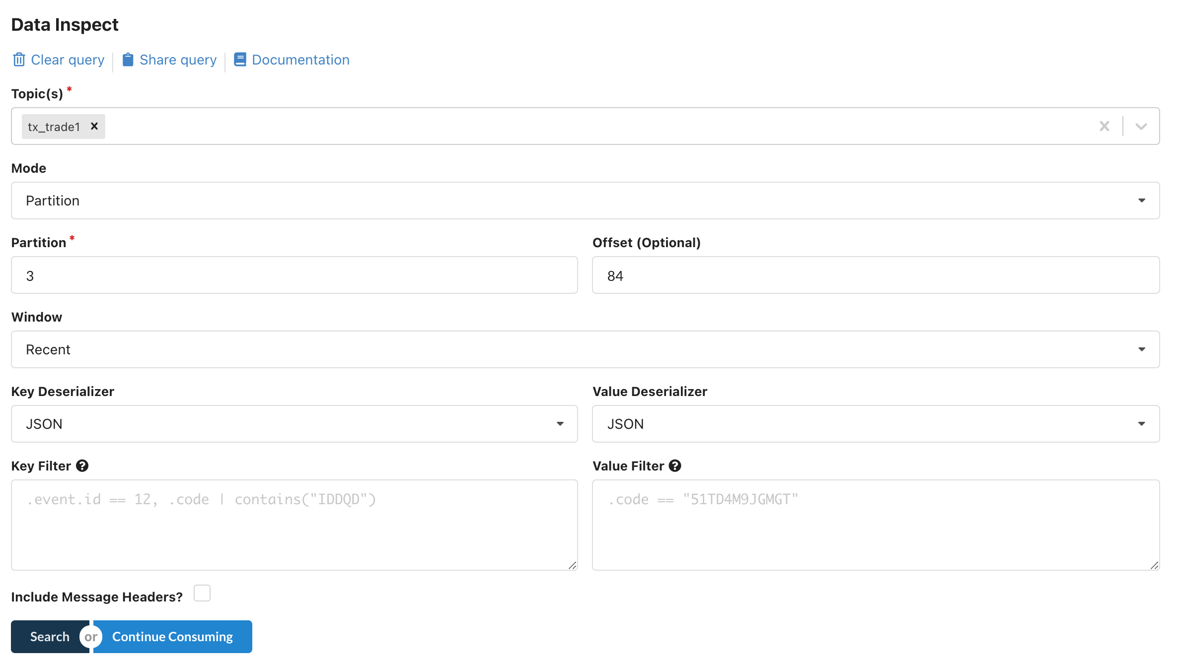 Kpow's data inspect functionality