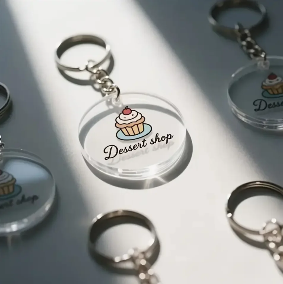 Custom acrylic keychain with a bake shop logo