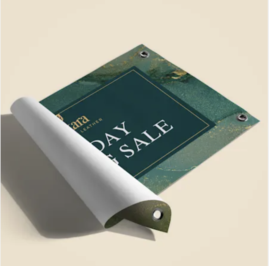 Green vinyl banner detail image