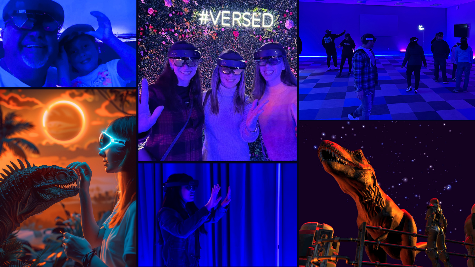 A collage of pictures showcasing the Primal Ranch AR experience