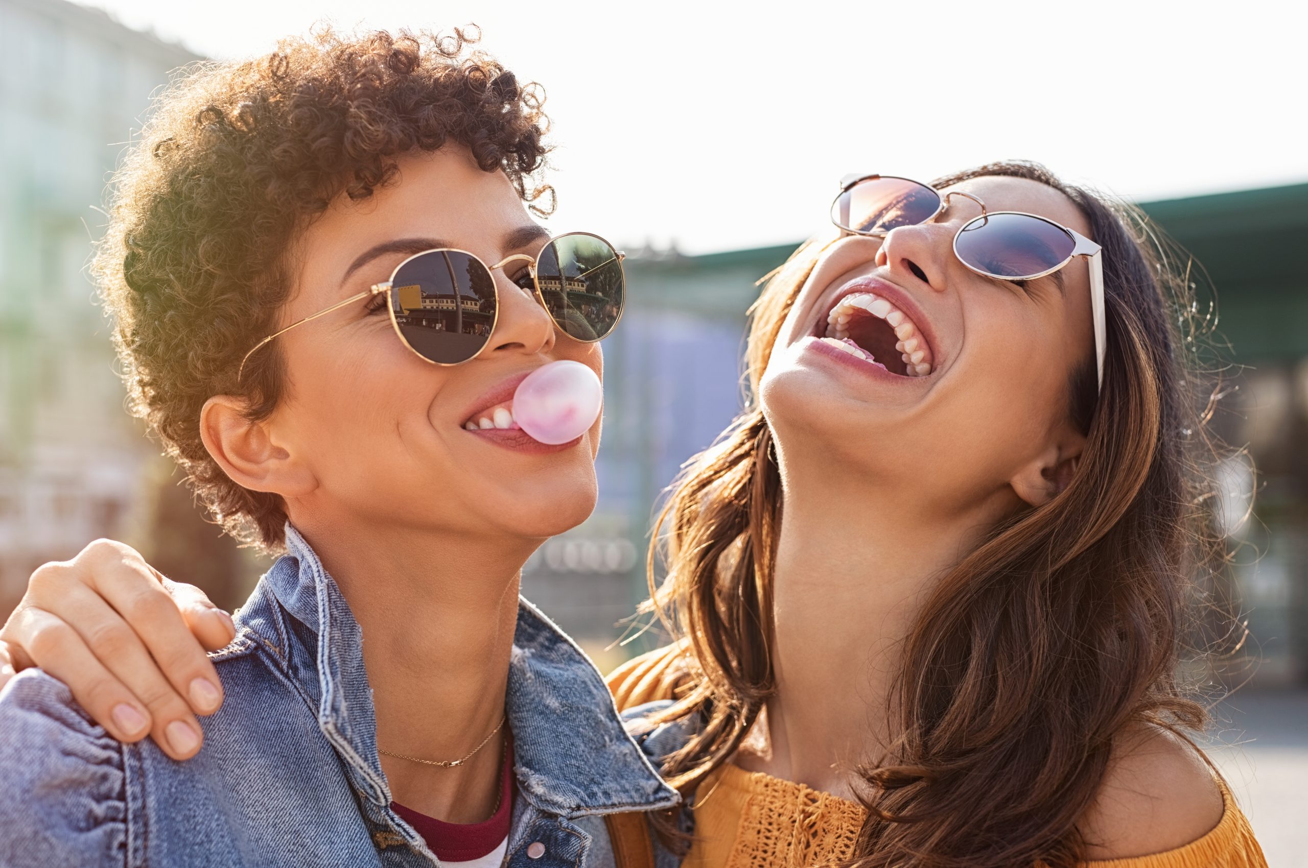 two women happy being sober