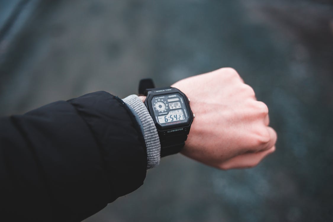 Free Person Wearing Black Digital Watch Stock Photo