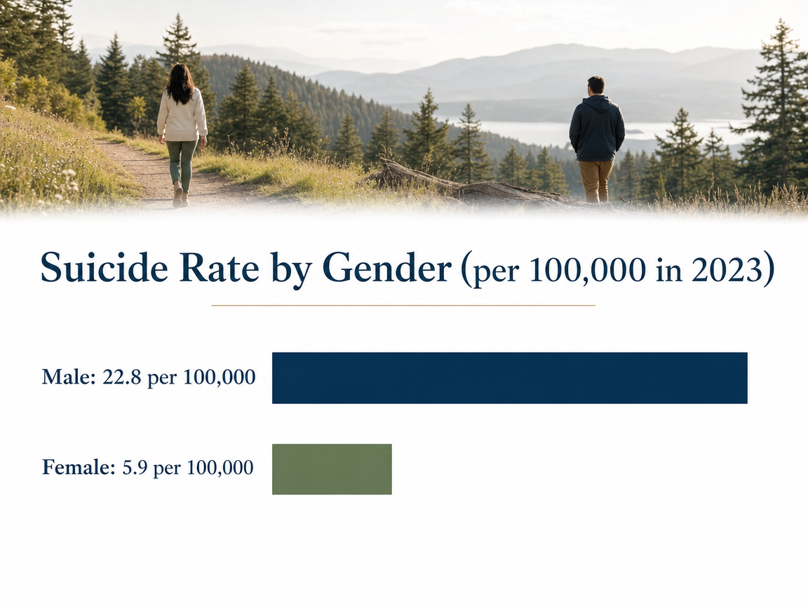 Chart showing Suicide Rate by Gender (per 100,000 in 2023)