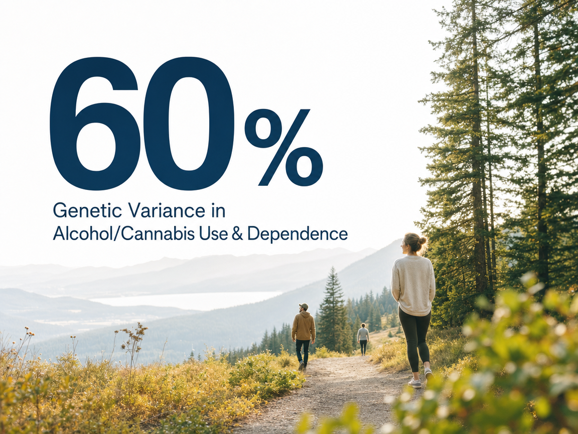 Infographic showing Genetic Variance in Alcohol/Cannabis Use & Dependence