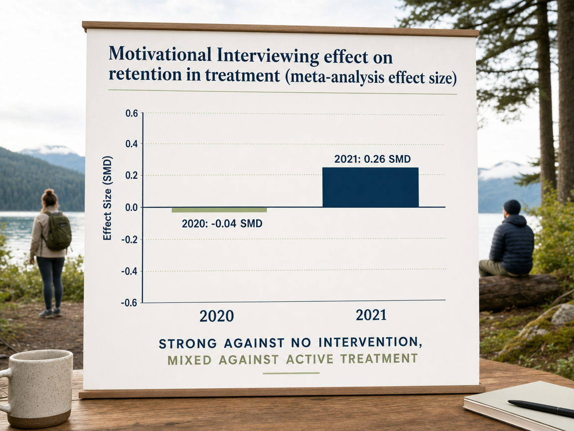 Chart showing Motivational Interviewing effect on retention in treatment (meta-analysis effect size)