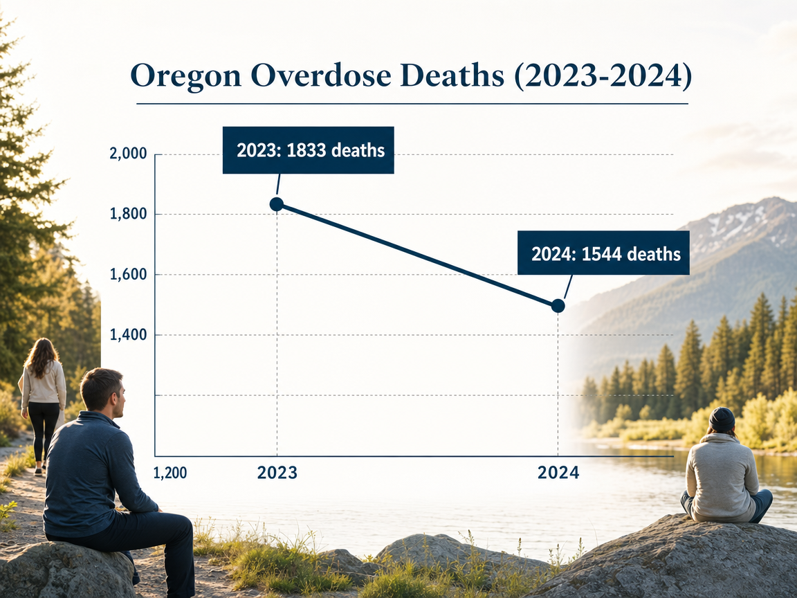 Chart showing Oregon Overdose Deaths (2023-2024)