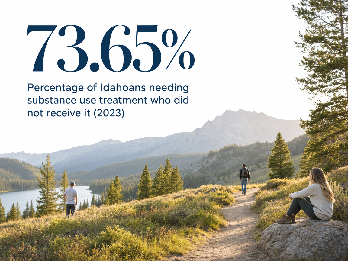 Infographic showing Percentage of Idahoans needing substance use treatment who did not receive it (2023)