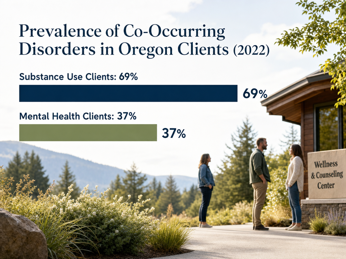 Chart showing Prevalence of Co-Occurring Disorders in Oregon Clients (2022)