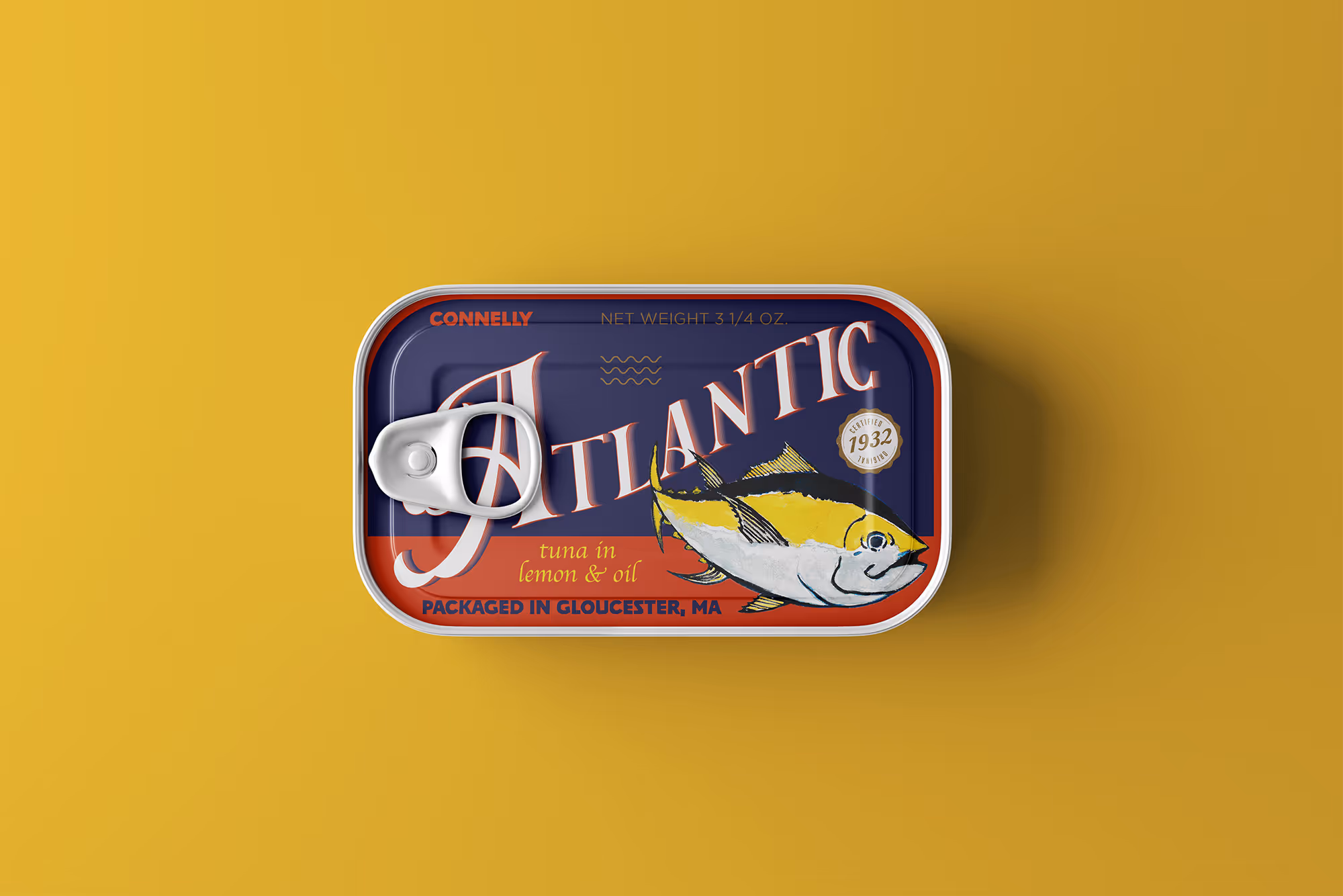 Rectangular mockup of a tuna tin fish can