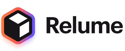 Relume brand logo symbol with hexagonal shape and cube design.