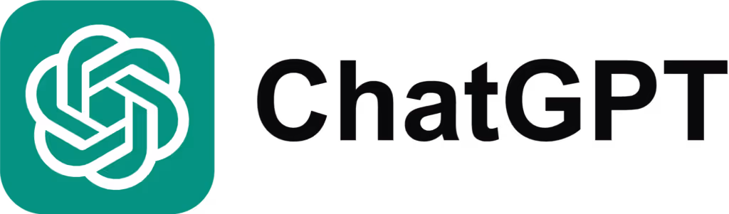 OpenAI's ChatGPT logo with a stylized white knot icon on a green rounded square background next to the text 'ChatGPT'.
