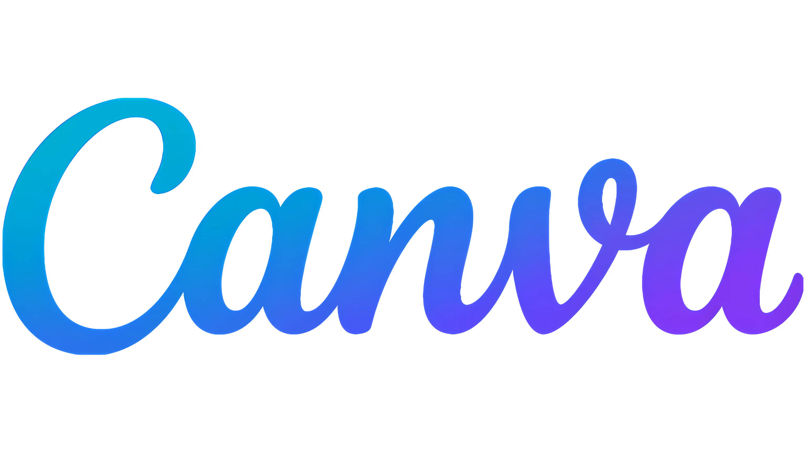 Colorful gradient text reading 'Canva' in a cursive font on a transparent background.