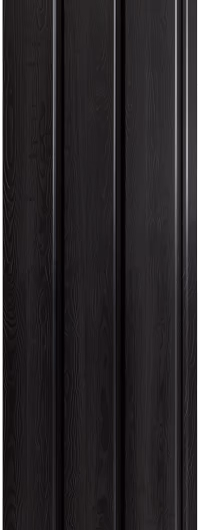 Close-up of vertical black wooden panels with visible wood grain texture.