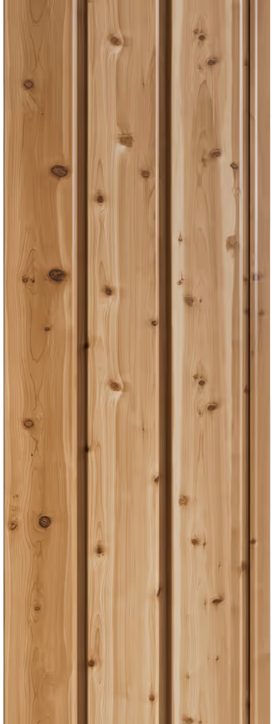 Smooth cedar wood planks with natural grain patterns and knots in light brown tones.