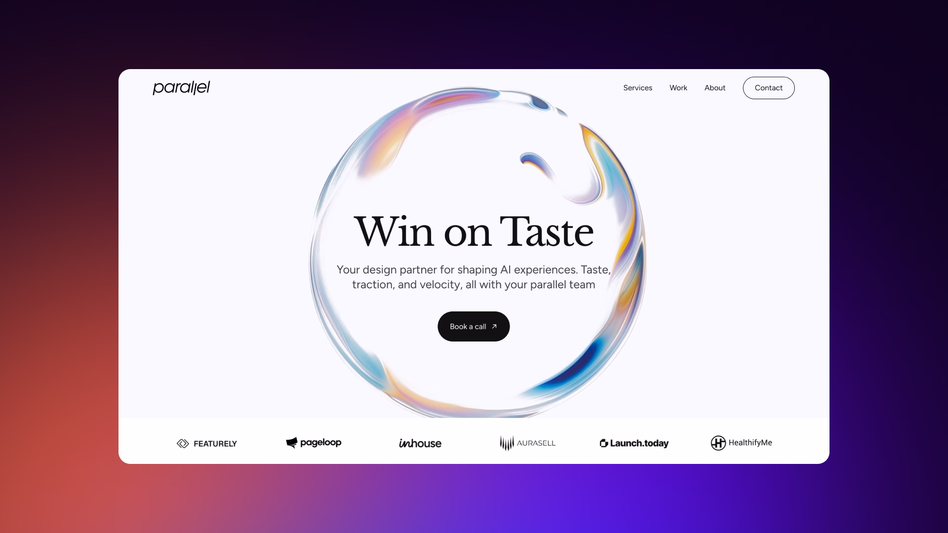 Screenshot of Parallel homepage displaying AI-first SaaS product design, intuitive interface, and interactive layout.