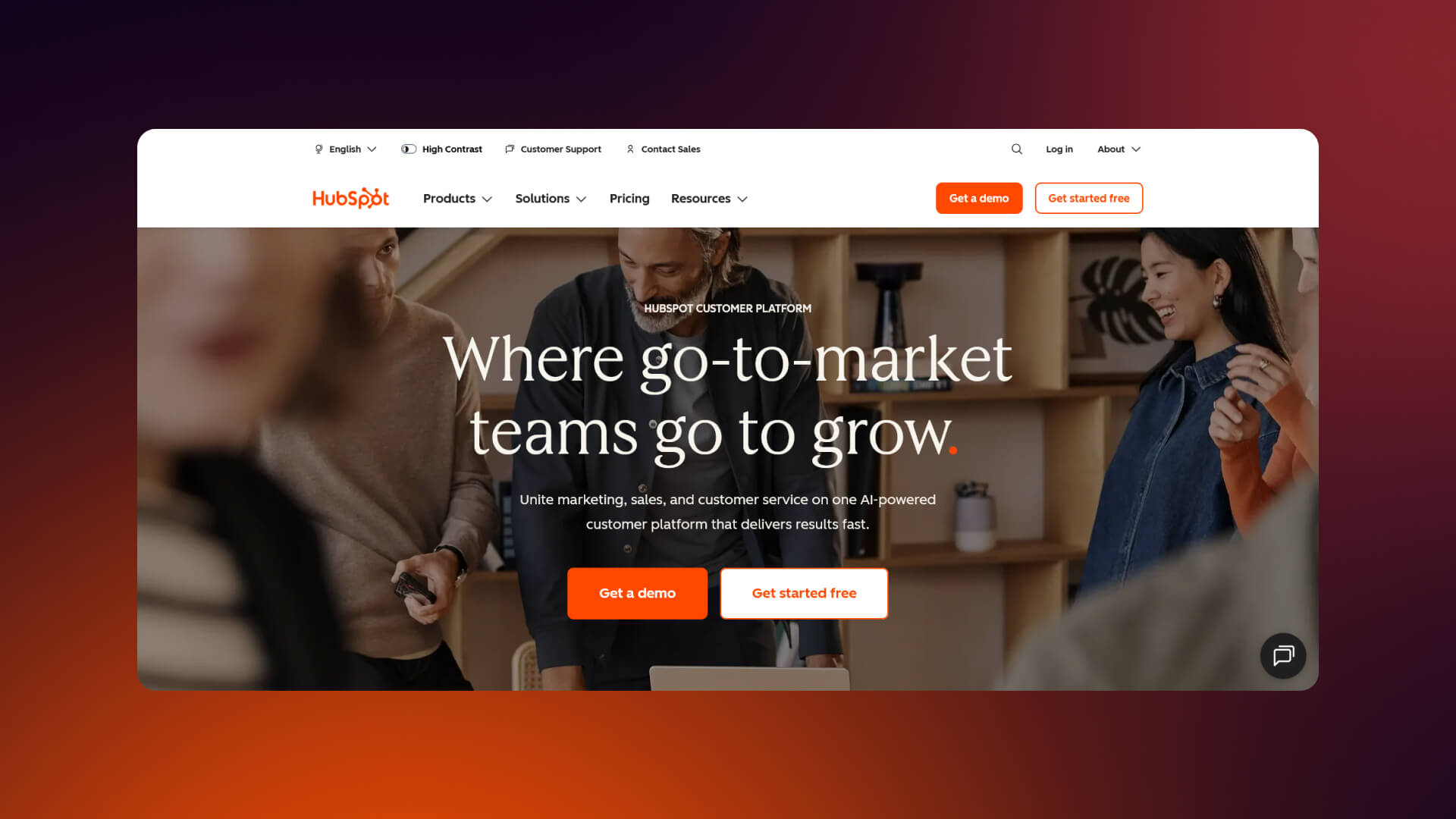 A screenshot of a HubSpot Home page.