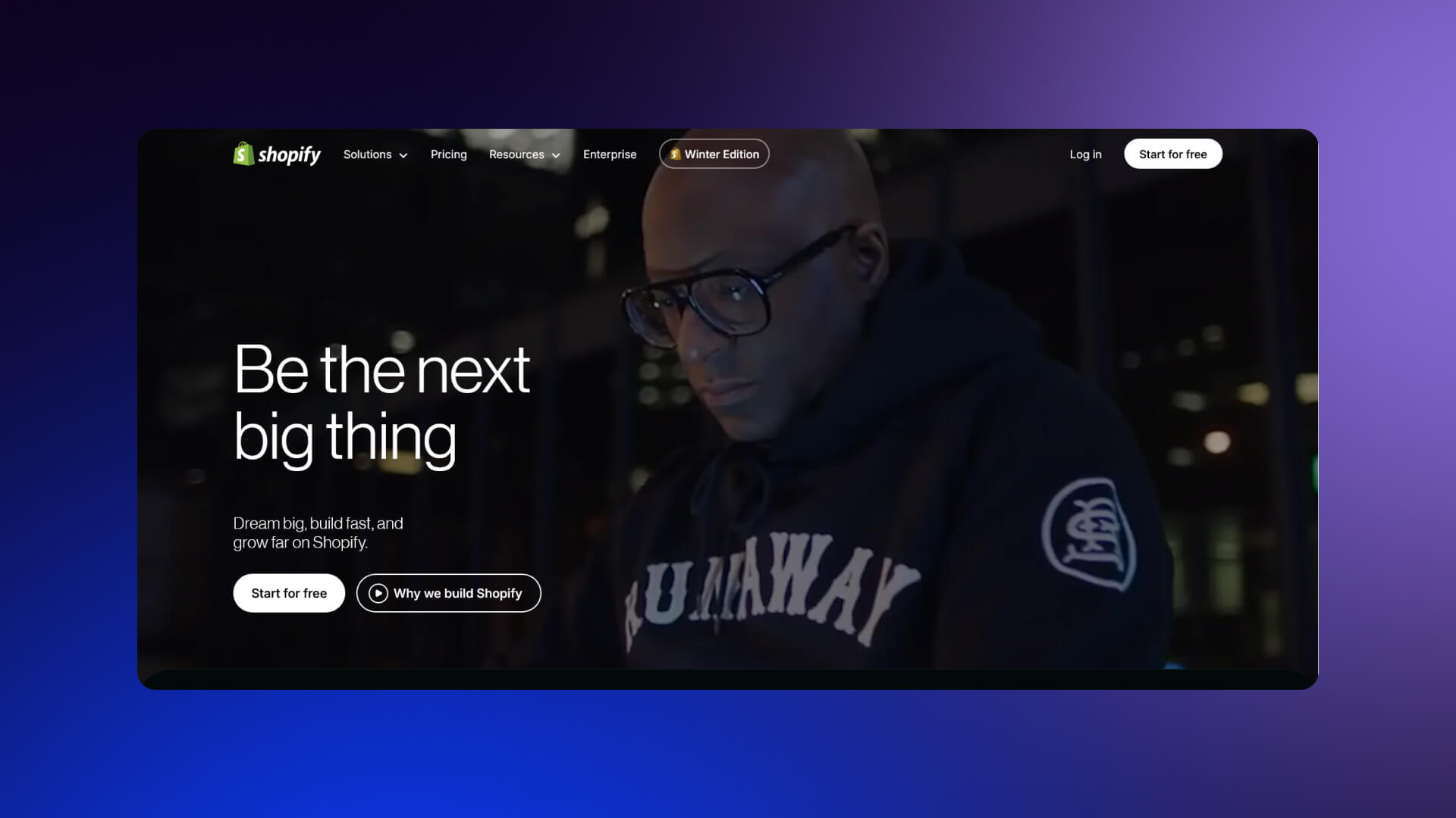 A screenshot of the Shopify homepage.