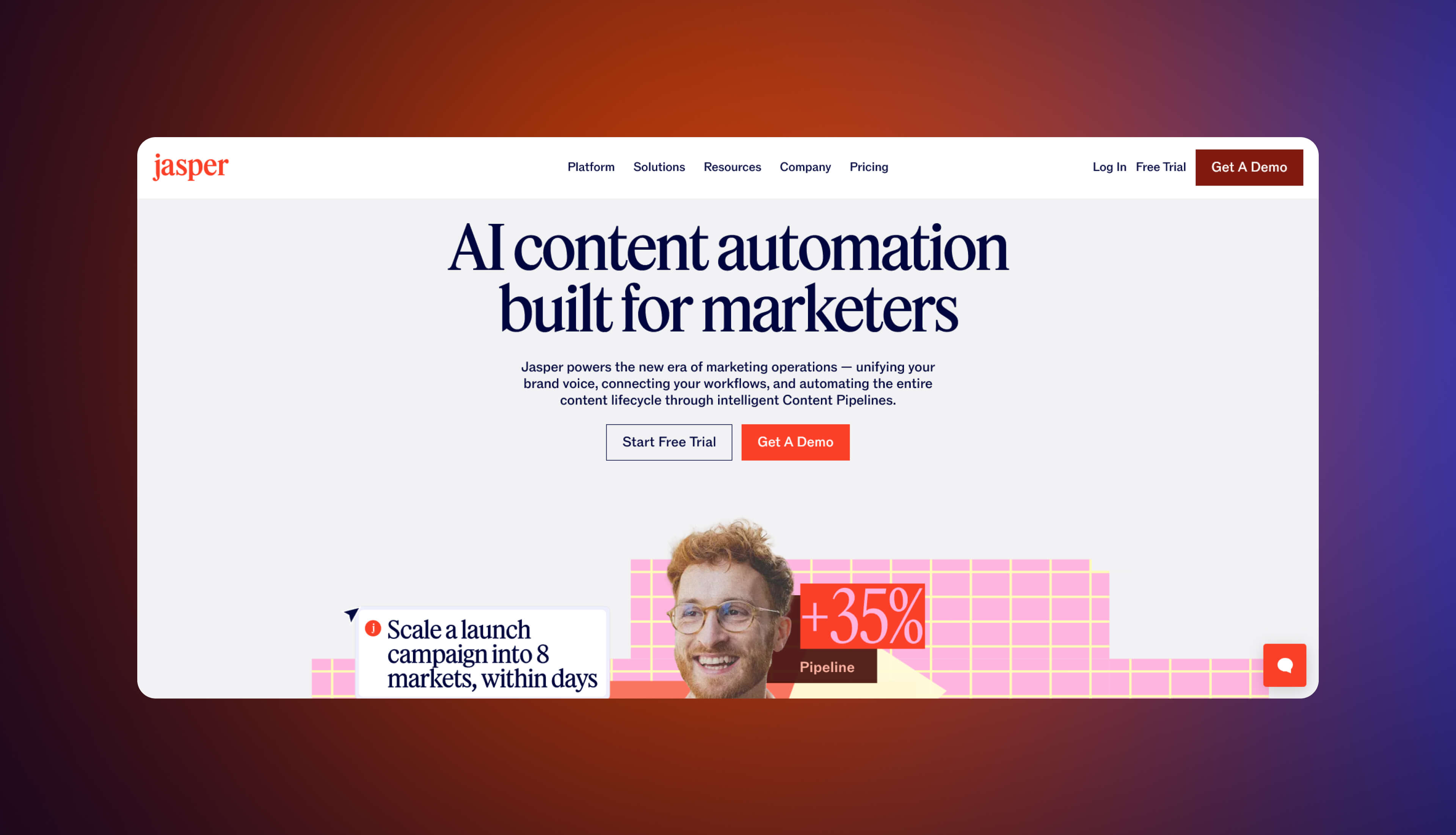 A screenshot of Jasper homepage.