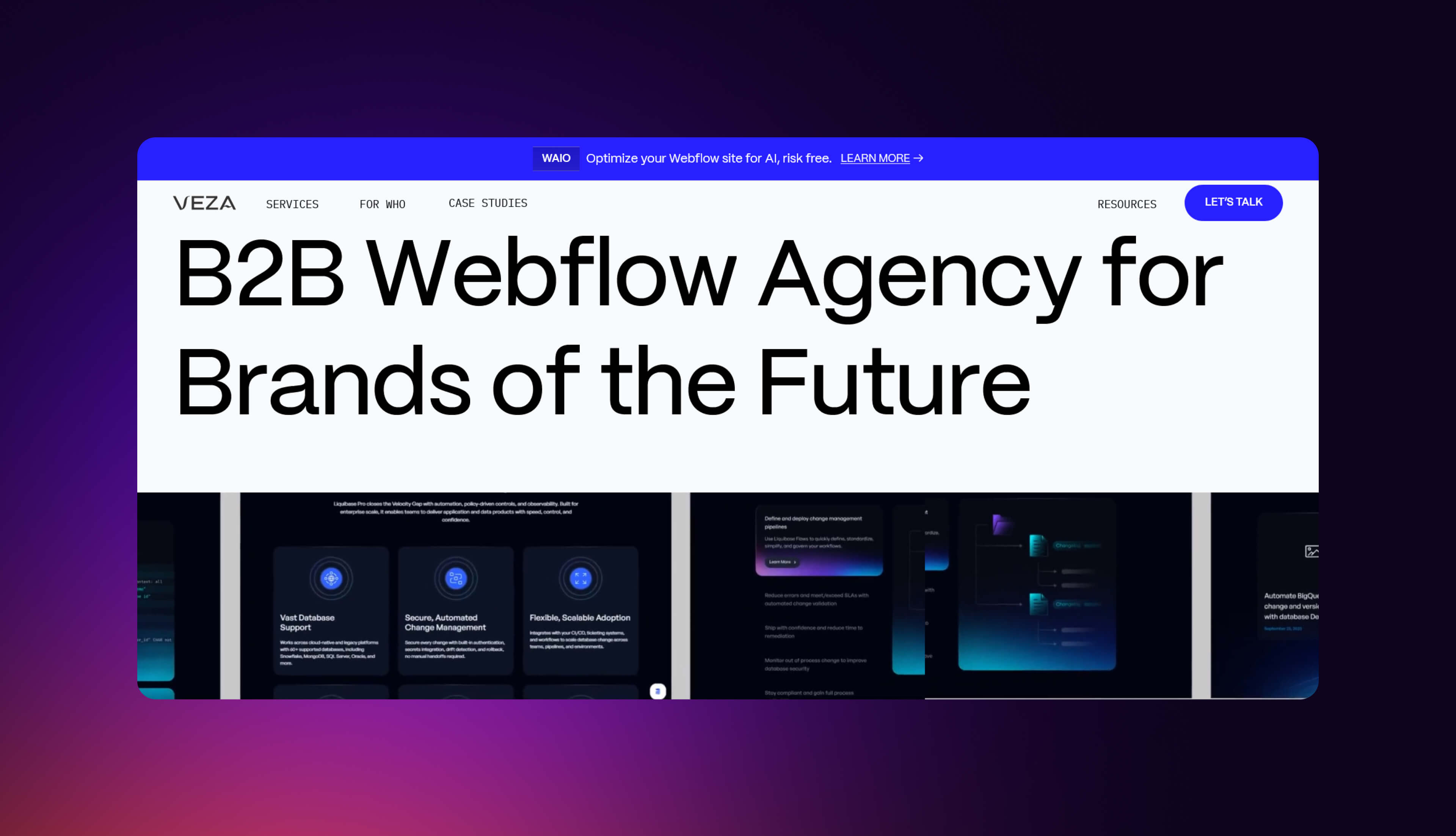 A screenshot of Veza Digital’s home page.