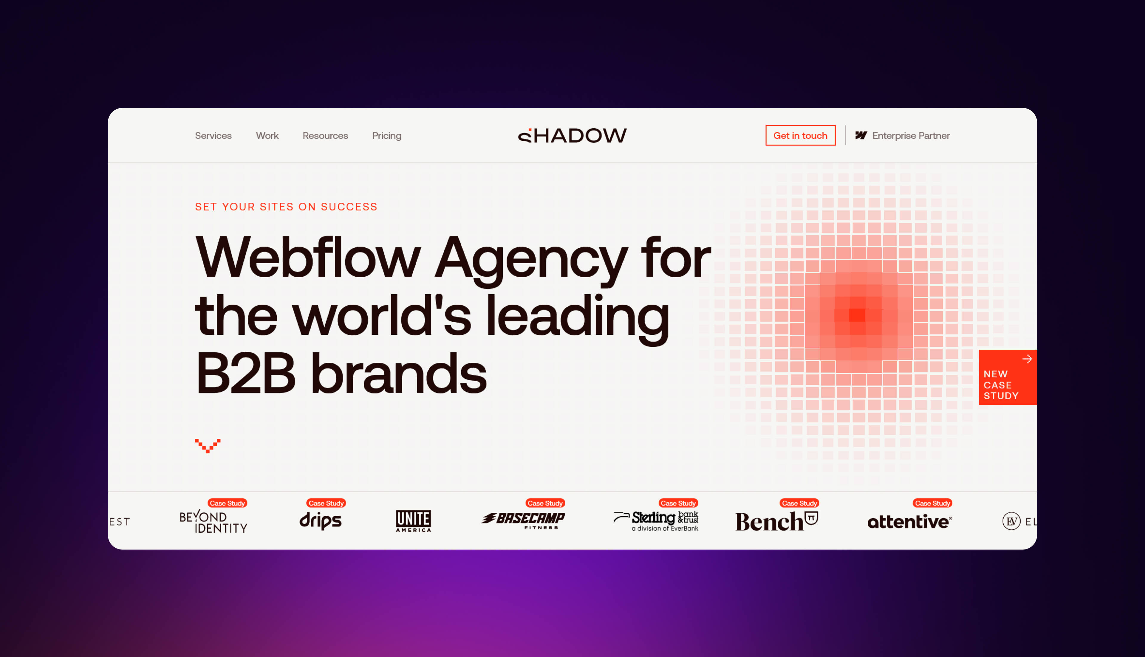 A screenshot of Shadow Digital’s home page.